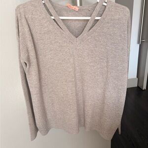 Grey/Tan V-Neck Sweater
